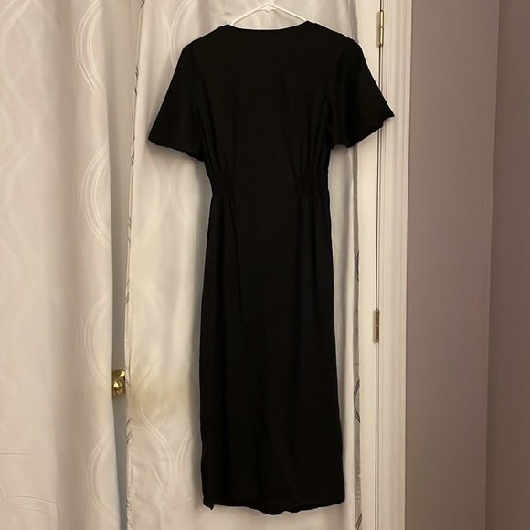 Zara black button up dress with shirt bell sleeves - Picture 3 of 6